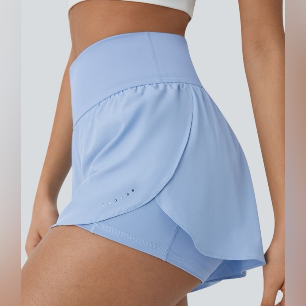 SoftlyZero™ QuickDry Tummy Control Reflective Dots Crossover 2-in-1 Shorts 3'' - Picture 5 of 7